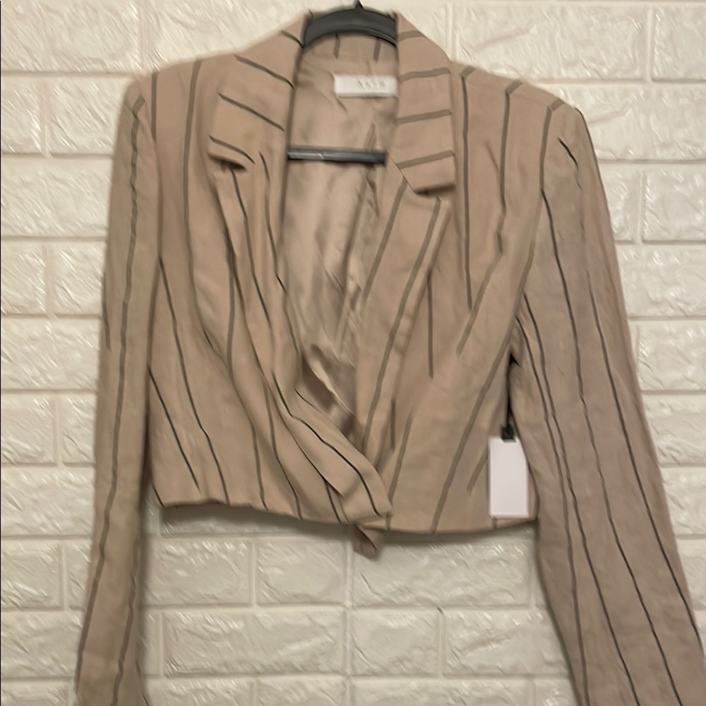 Astr Beige Striped Women's Jacket